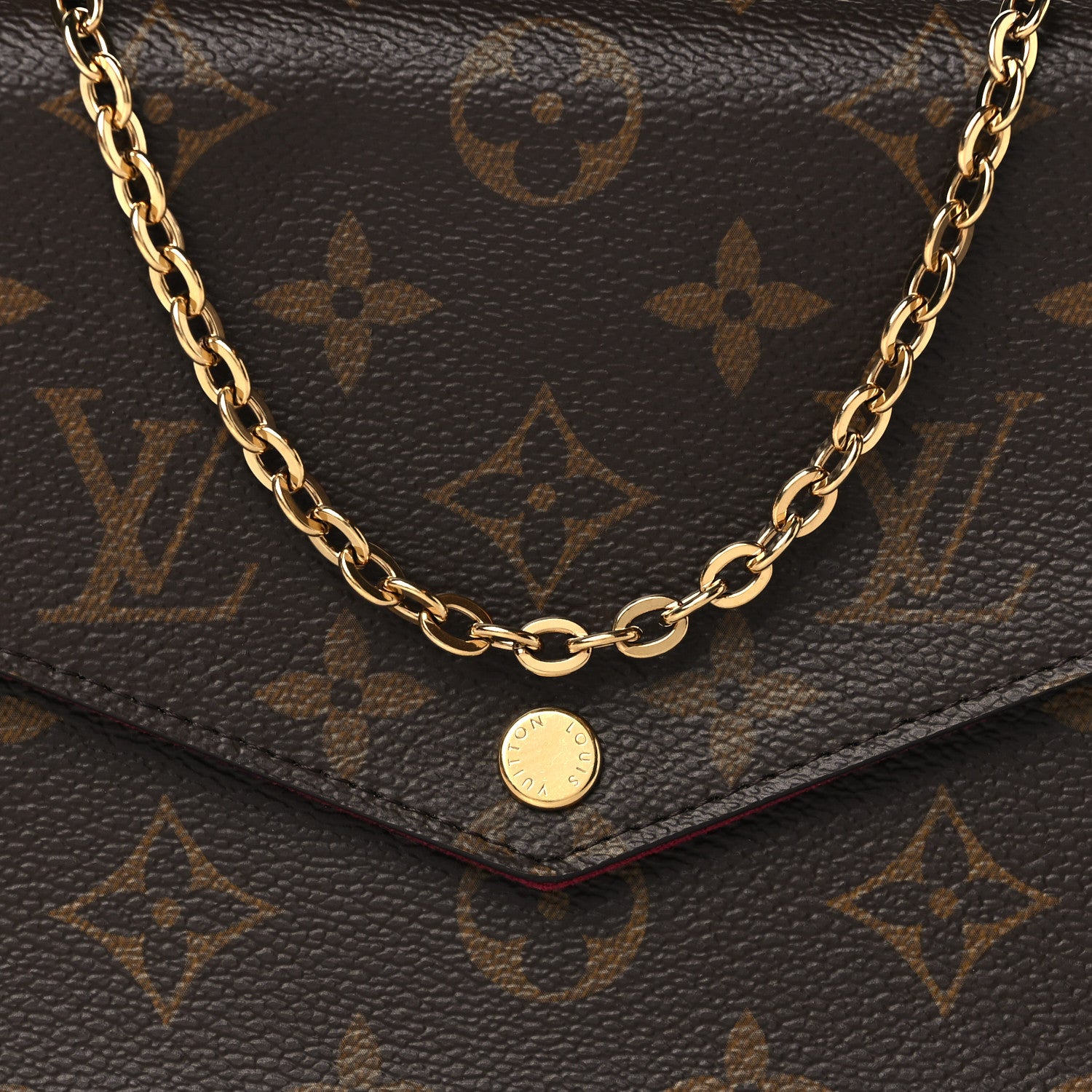 Louis Vuitton Monogram Pochette Felicie Chain Wallet Fuchsia 9 of 12