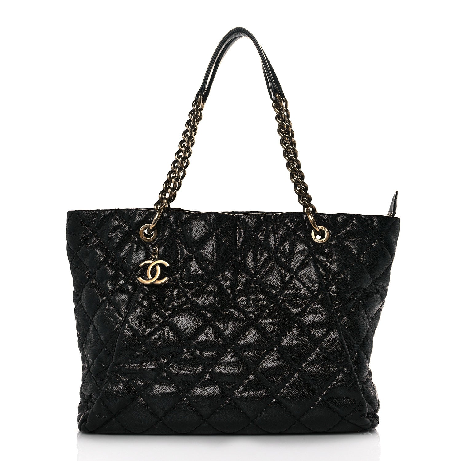 Chanel Crumpled Grained Calfskin Large Coco Pleats Tote Black 1 of 14