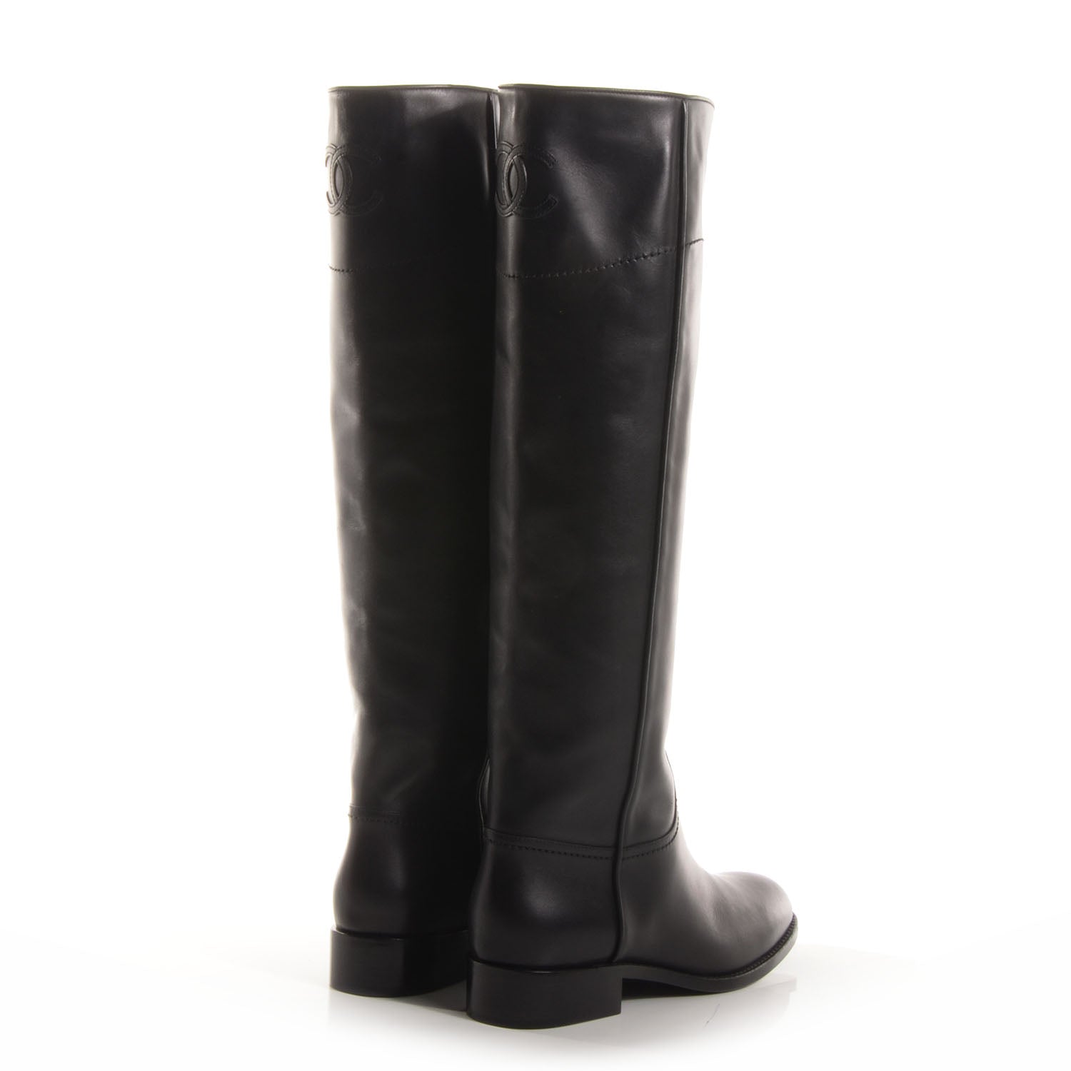Chanel Leather Ascot Riding Boots Black 39 4 of 8