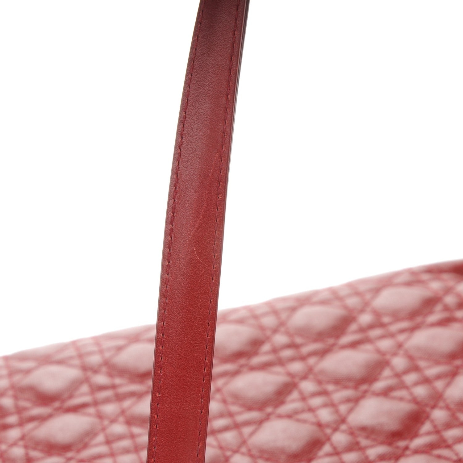 Christian Dior Coated Canvas Cannage Medium Panarea Tote Red 9 of 9