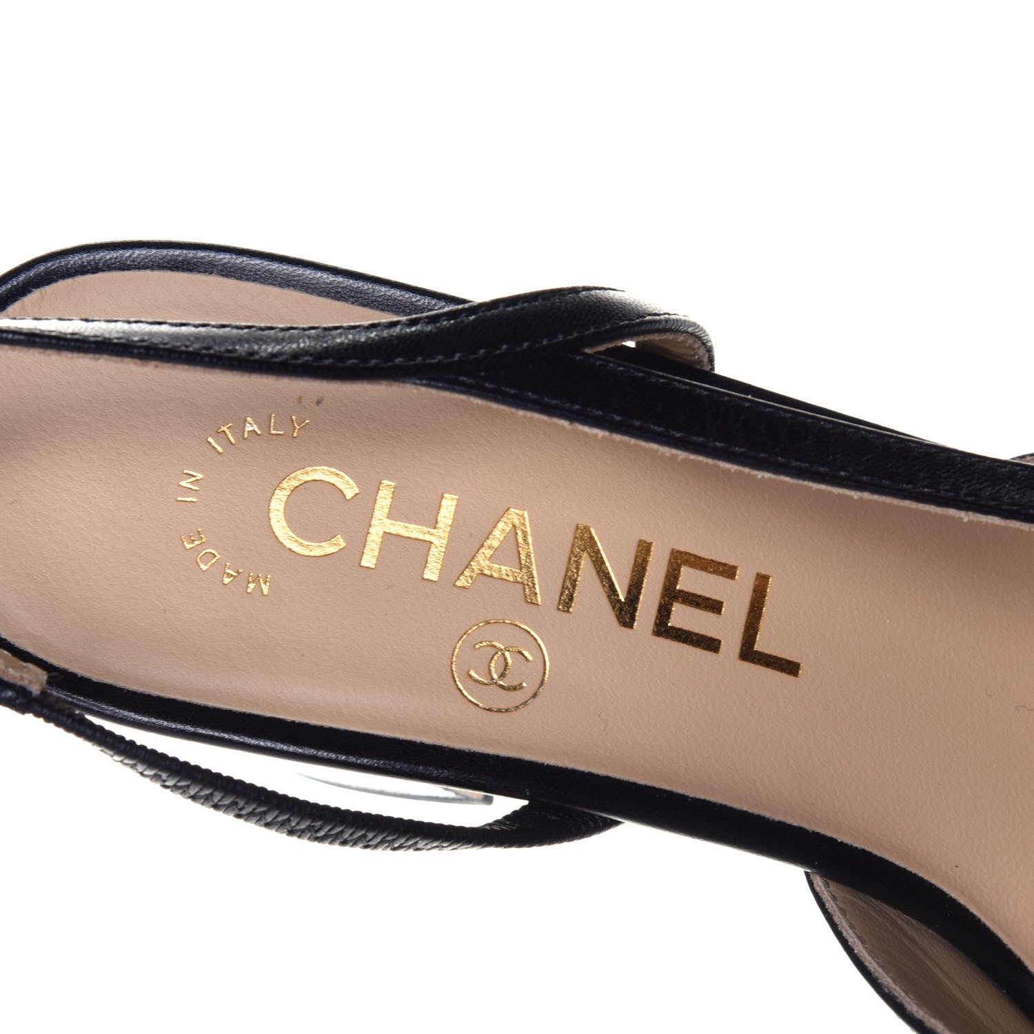 Chanel Goatskin Grosgrain Cap Toe CC Slingback Sandals 36 Black 7 of 9
