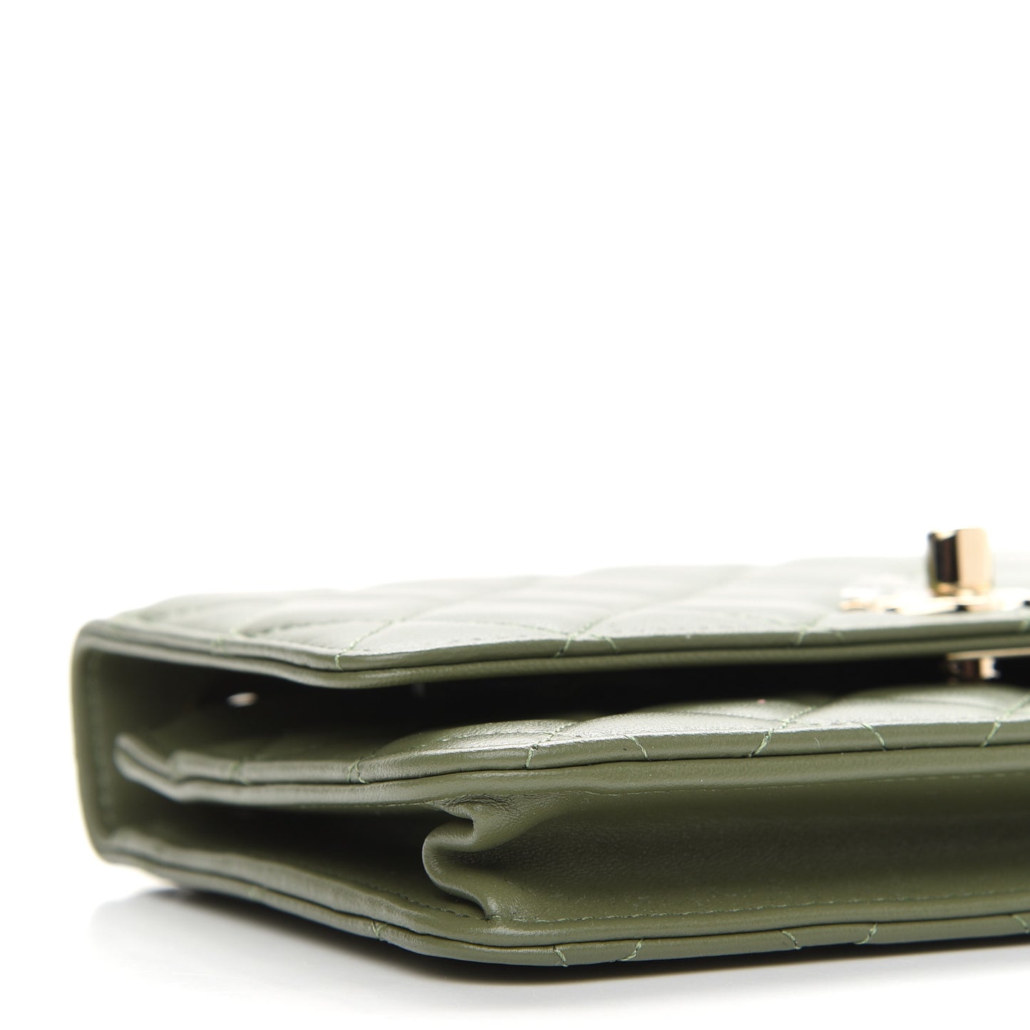Lambskin Quilted Trendy CC Wallet On Chain WOC Green