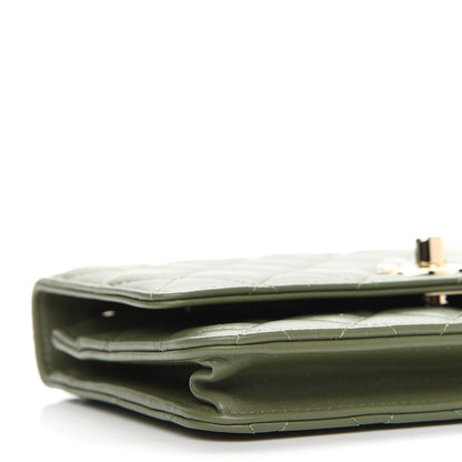 Chanel Lambskin Quilted Trendy CC Wallet On Chain WOC Green 9 of 10