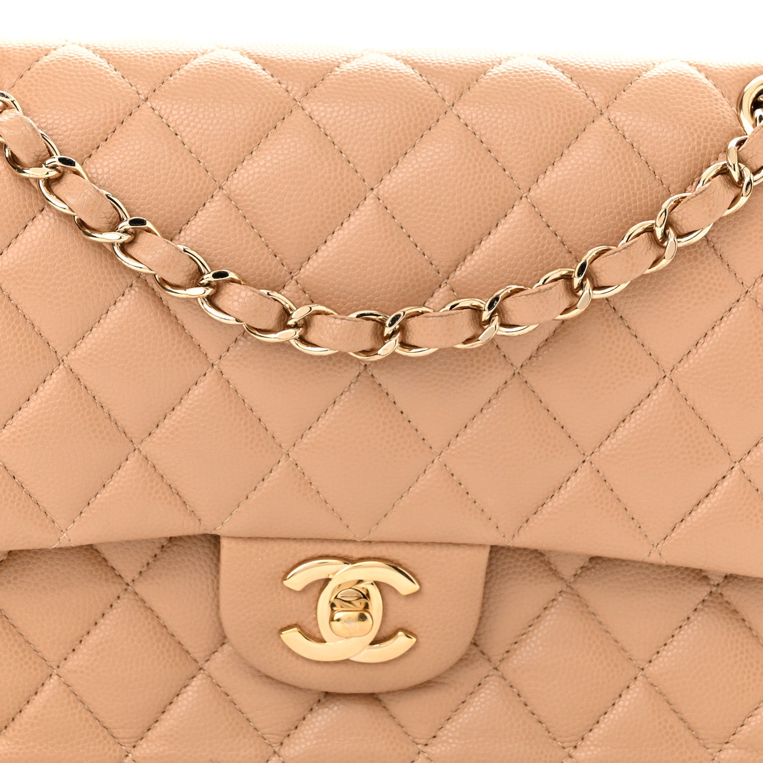 Chanel Caviar Quilted Medium Double Flap Beige 7 of 10