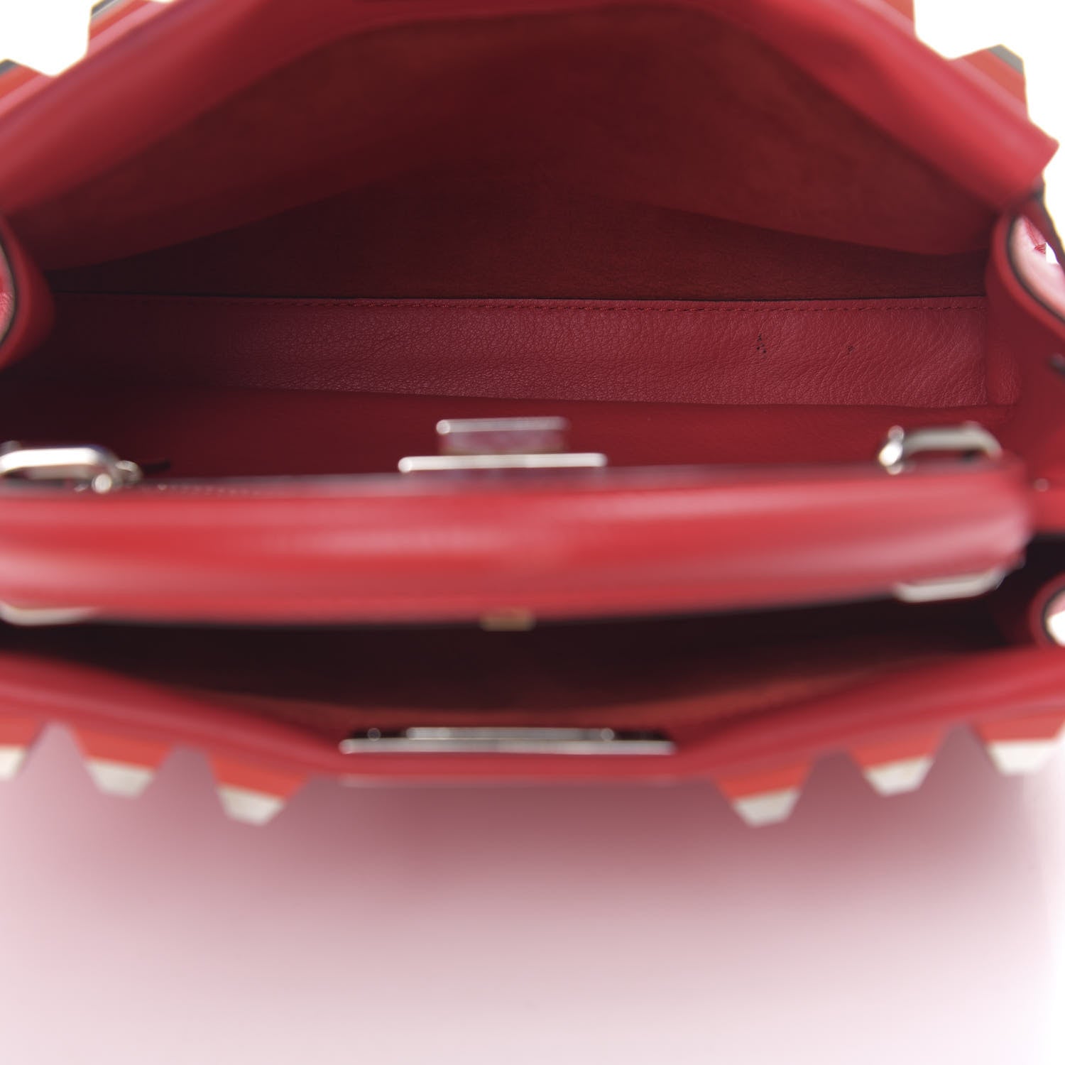 Fendi Vitello Seta Studded Medium Peekaboo Iconic Satchel Fiamma 4 of 10