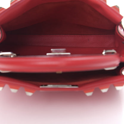 Fendi Vitello Seta Studded Medium Peekaboo Iconic Satchel Fiamma 4 of 10