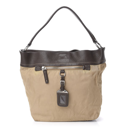 Prada Nylon Tessuto Vitello Daino Hobo Cammello Caffe 1 of 18