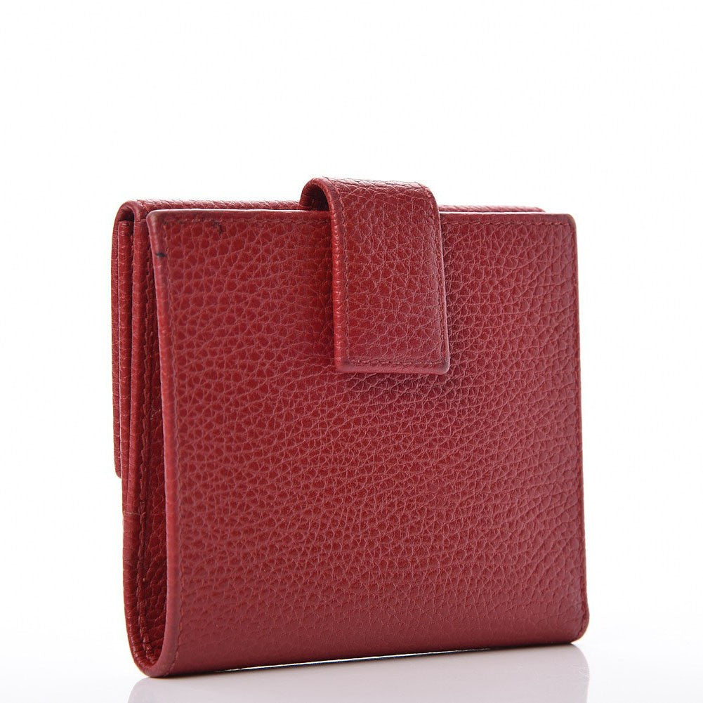 Dollar Calfskin Double G French Flap Wallet Hibiscus Red