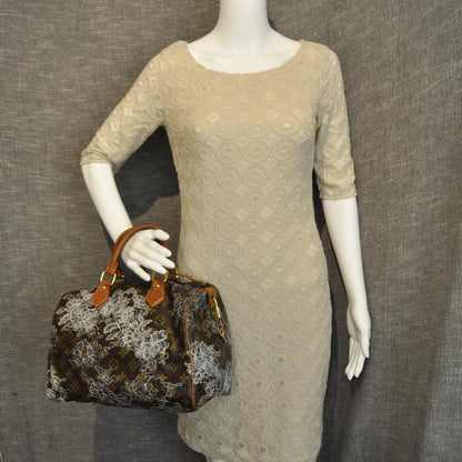 Louis Vuitton Monogram Dentelle Speedy 30 Silver 2 of 8