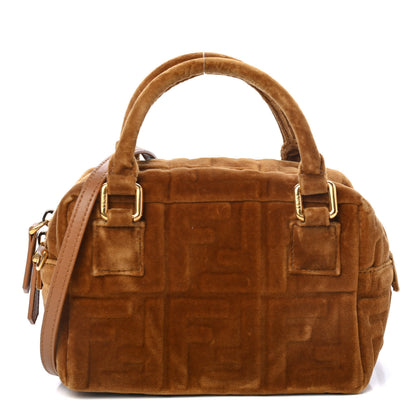 Fendi Velvet FF Embossed Mini Boston Box Caramel 1 of 4