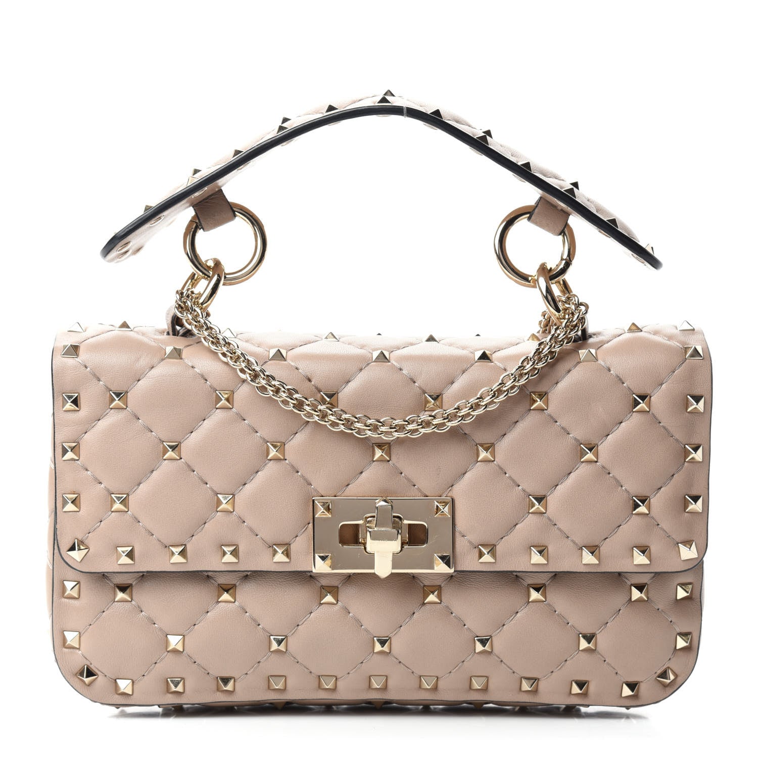 Valentino Garavani Nappa Small Rockstud Spike Shoulder Bag Poudre 1 of 10