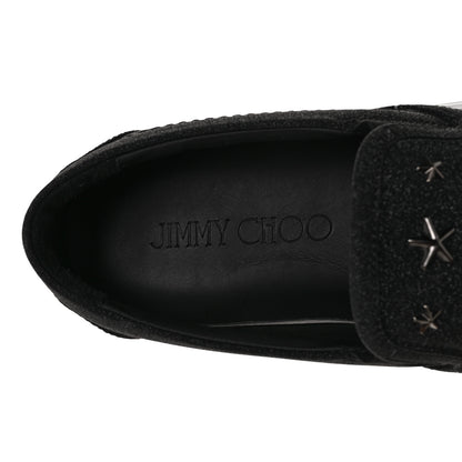 Jimmy Choo Fine Glitter Suede Mens Grove Sneakers 40 Black 7 of 8