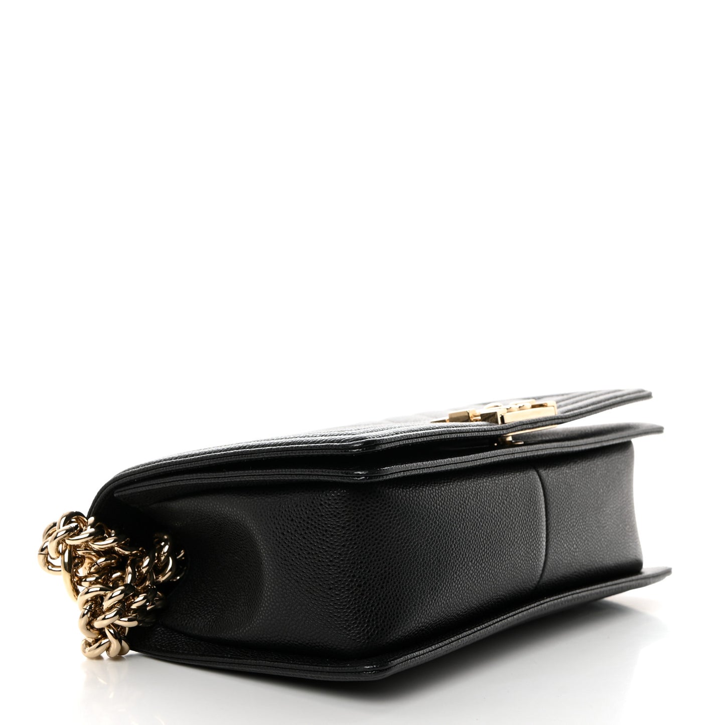 Caviar Chevron Quilted Medium Boy Flap Black