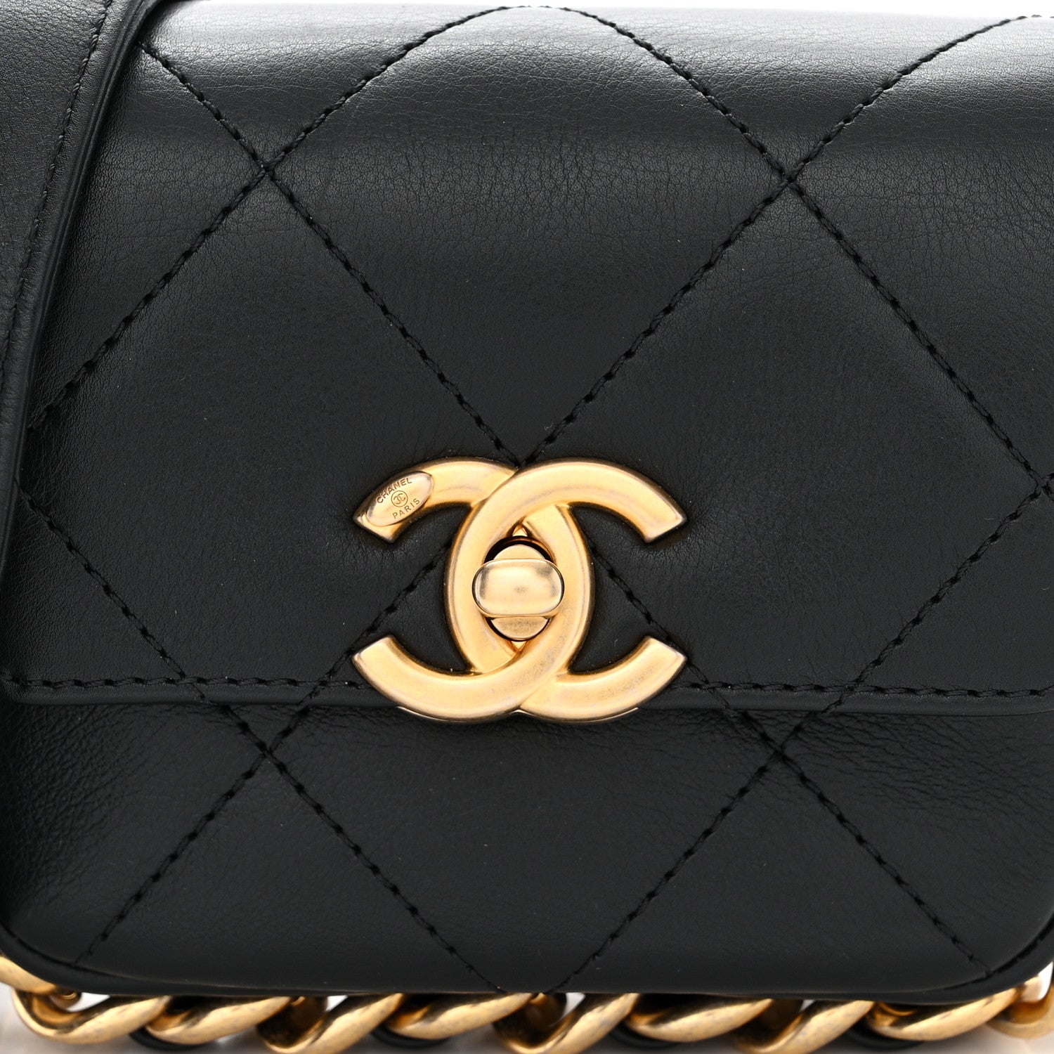 Chanel Calfskin Quilted Mini Framing Chain Bag Black 8 of 10