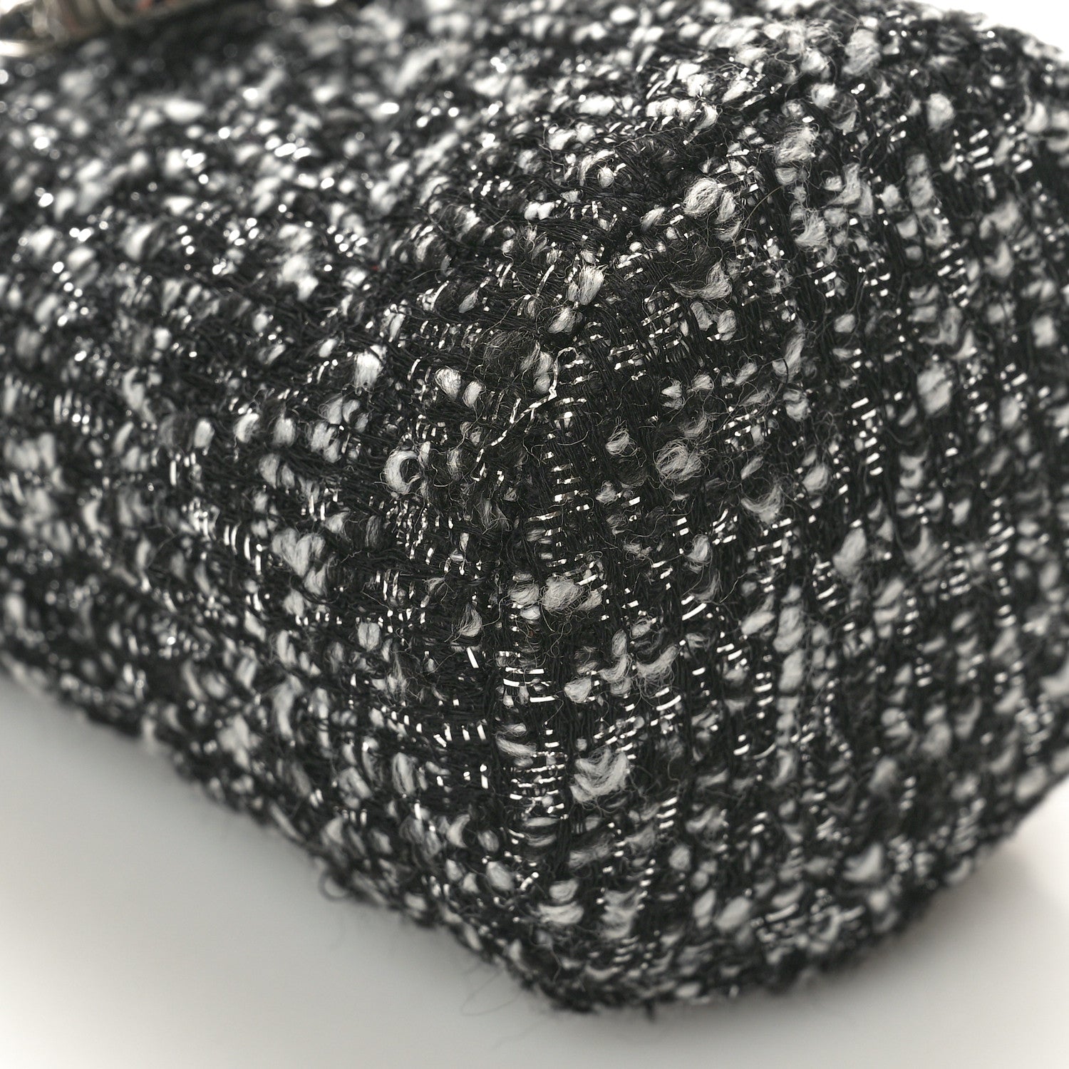 Chanel Tweed Mini Bucket Drawstring Bag Black Silver 9 of 10
