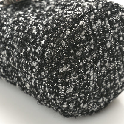 Chanel Tweed Mini Bucket Drawstring Bag Black Silver 9 of 10