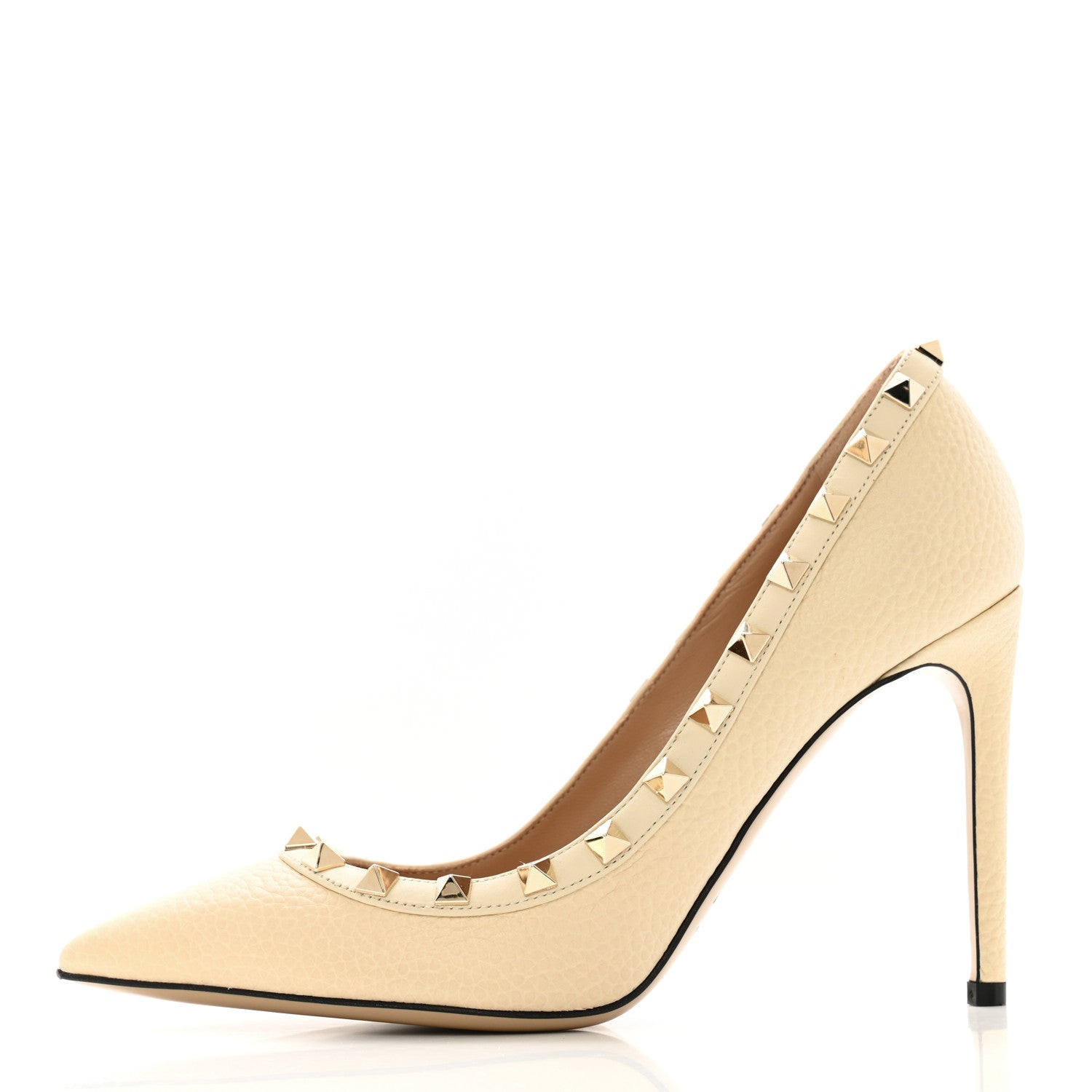 Valentino Garavani Pebbled Calfskin Rockstud 100mm Pumps 36.5 Ivory 1 of 11