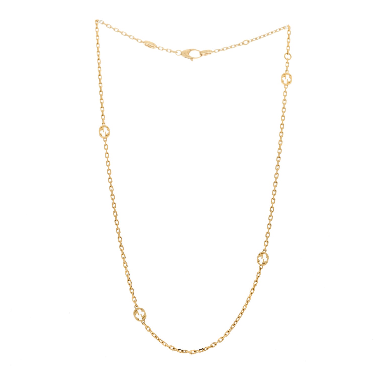 Gucci 18K Yellow Gold Running GG Station Necklace 3 of 6