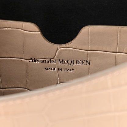Alexander McQueen Calfskin Crocodile Embossed Skull Mini Crossbody Bag Beige 6 of 15