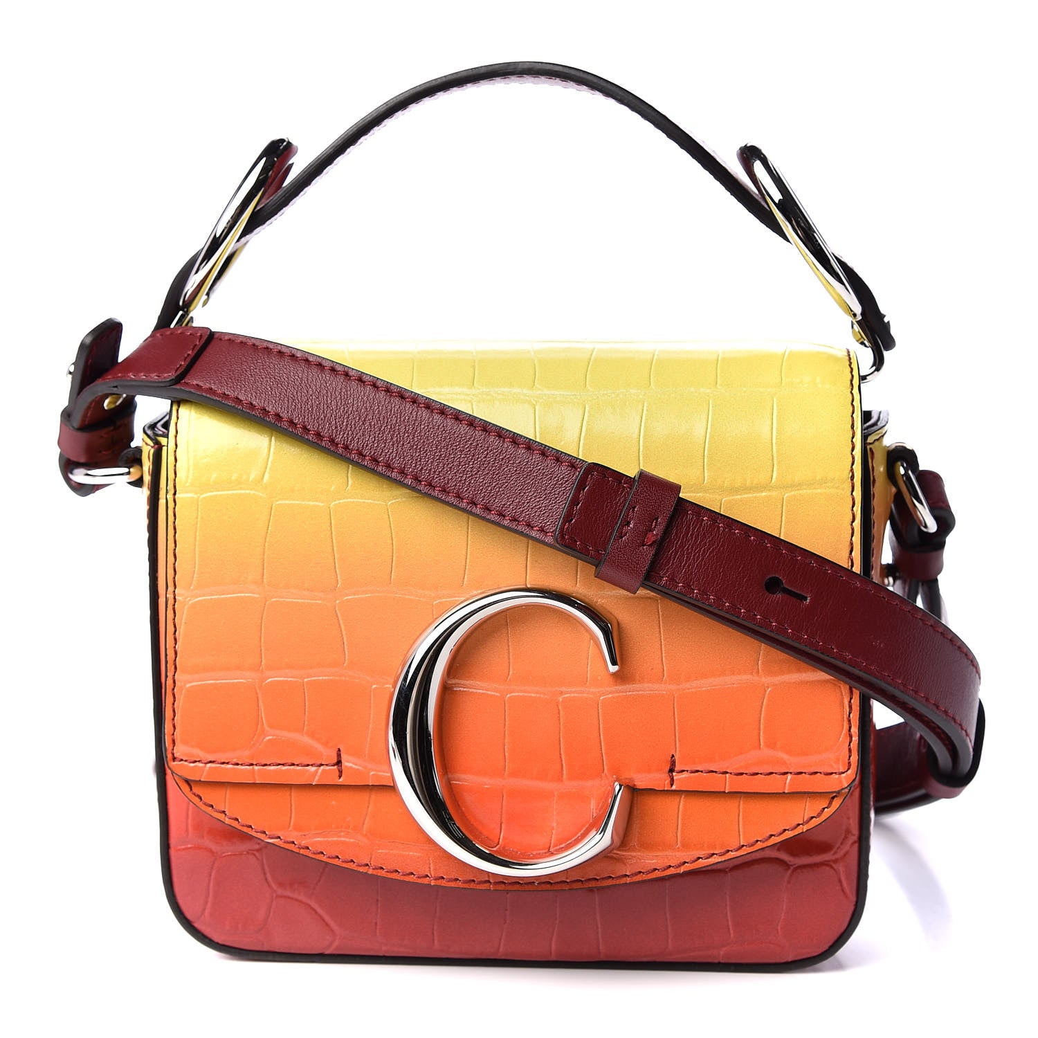 Chloe Calfskin Crocodile Embossed Mini C Double Carry Ombre Yellow 1 of 10