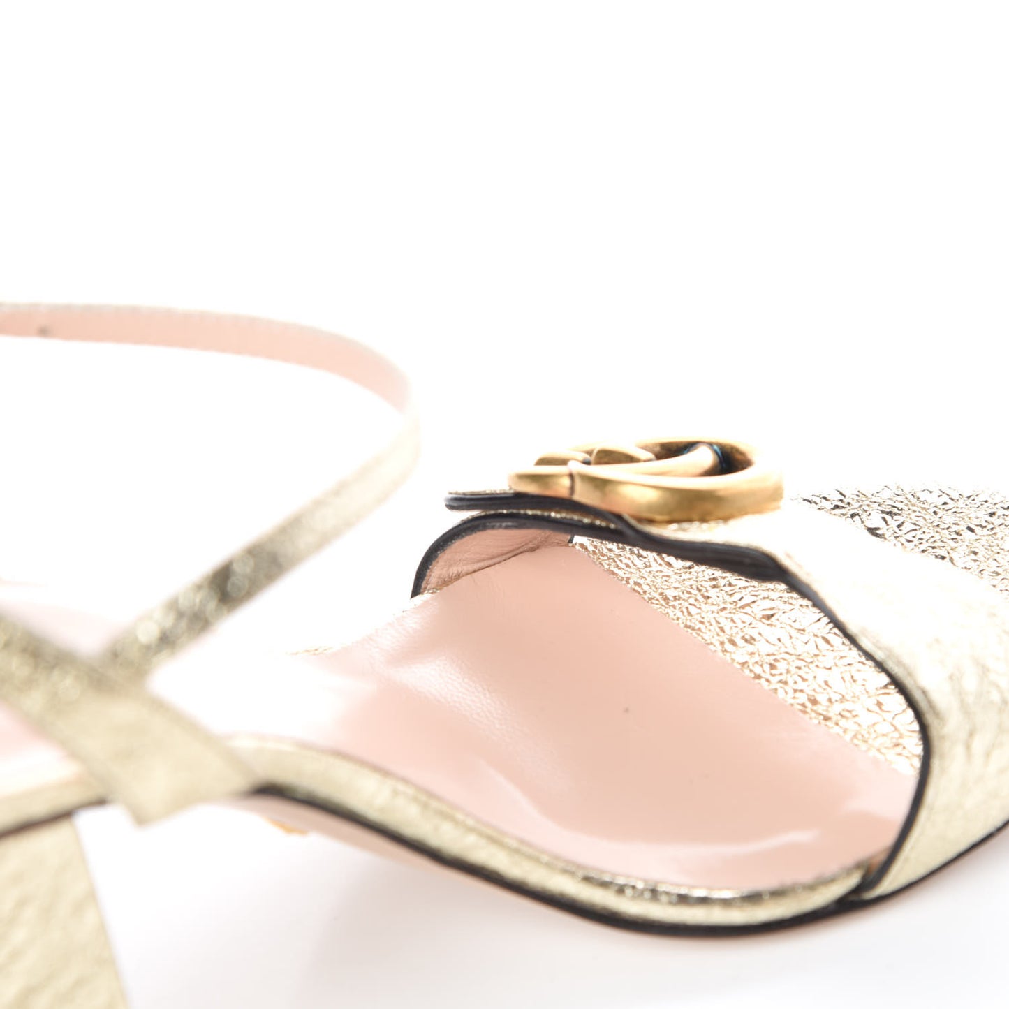 Galassia GG Marmont Ankle Wrap 75mm Sandals 36 Platino
