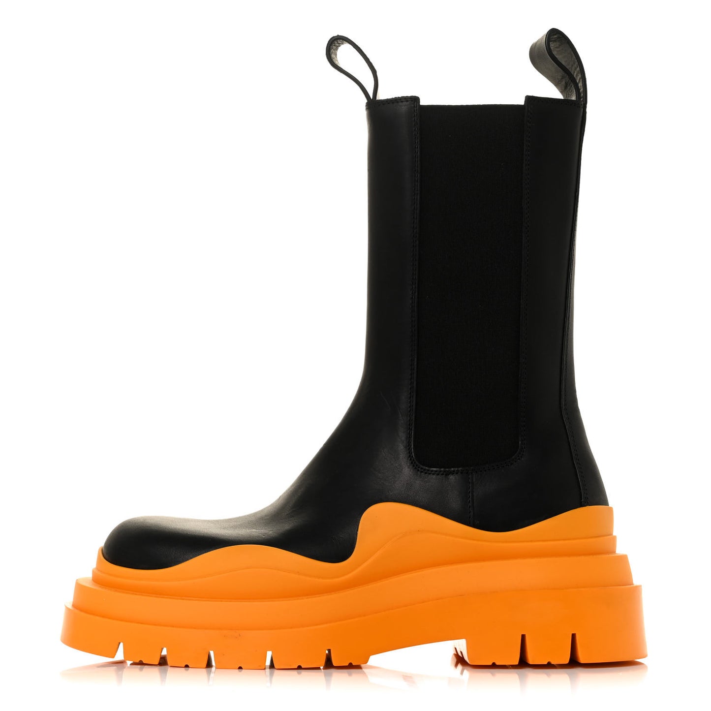 Calfskin The Tire Chelsea Boots 38 Black Tangerine