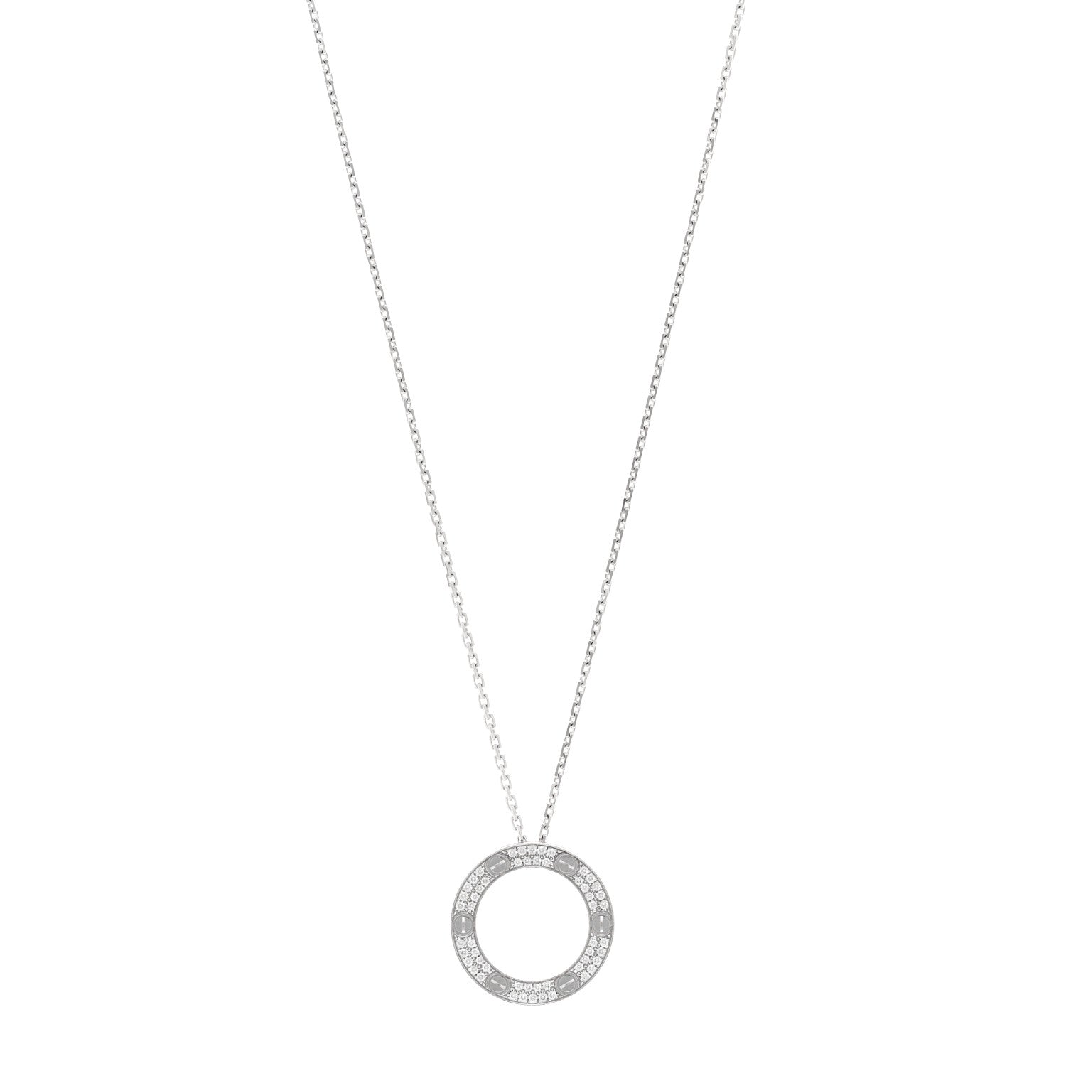 Cartier 18K White Gold Diamond LOVE Paved Necklace 1 of 6
