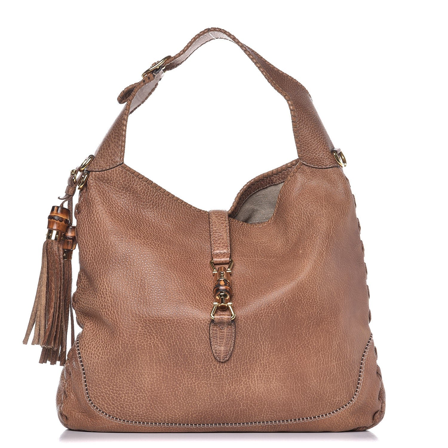 Gucci Pebbled Calfskin Large New Jackie Shoulder Bag Maple Brown 1 of 9