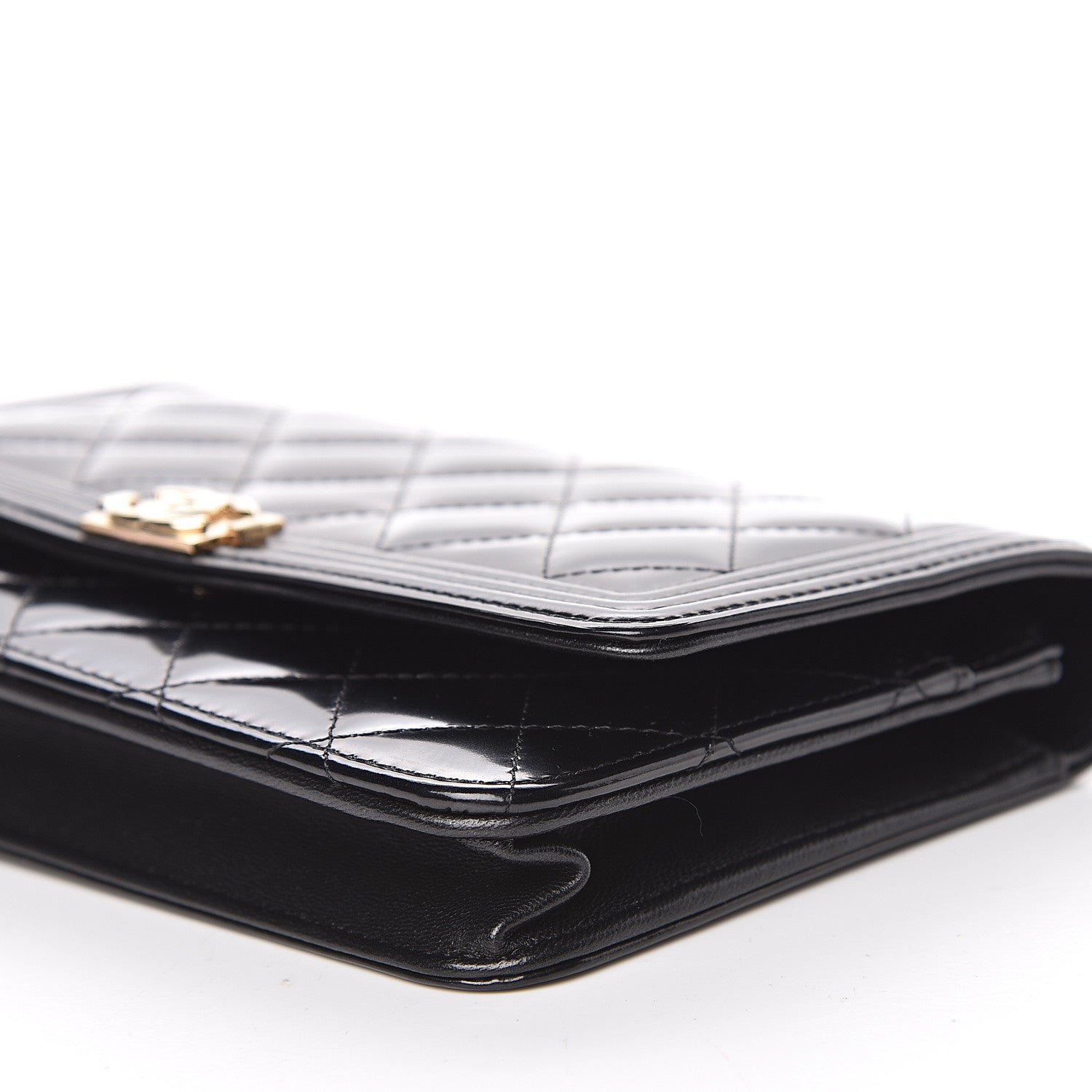 Chanel Glazed Calfskin Quilted Boy Wallet On Chain WOC Black 10 of 12