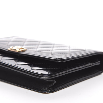 Chanel Glazed Calfskin Quilted Boy Wallet On Chain WOC Black 10 of 12