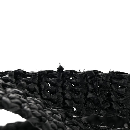 Prada Yarn Raffia Effect Crochet Logo Embroidered Tote Bag Black 12 of 12