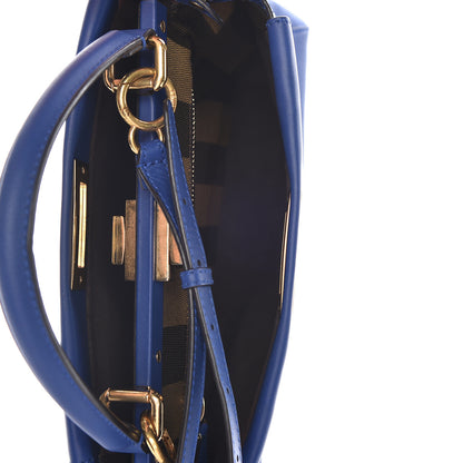 Fendi Vitello Morgan Fabric Jacquard Pequin Medium Peekaboo Iconic Satchel Blue Neon Tobacco 6 of 9