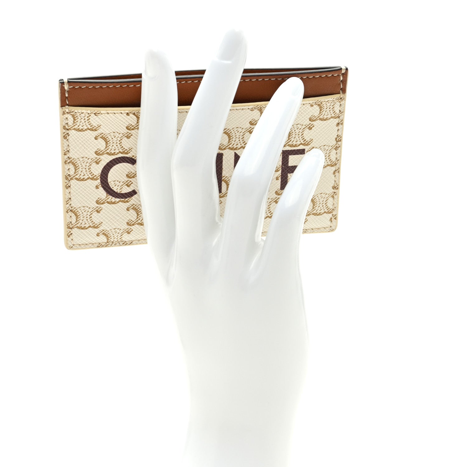 Celine Triomphe Canvas Card Holder White 2 of 6