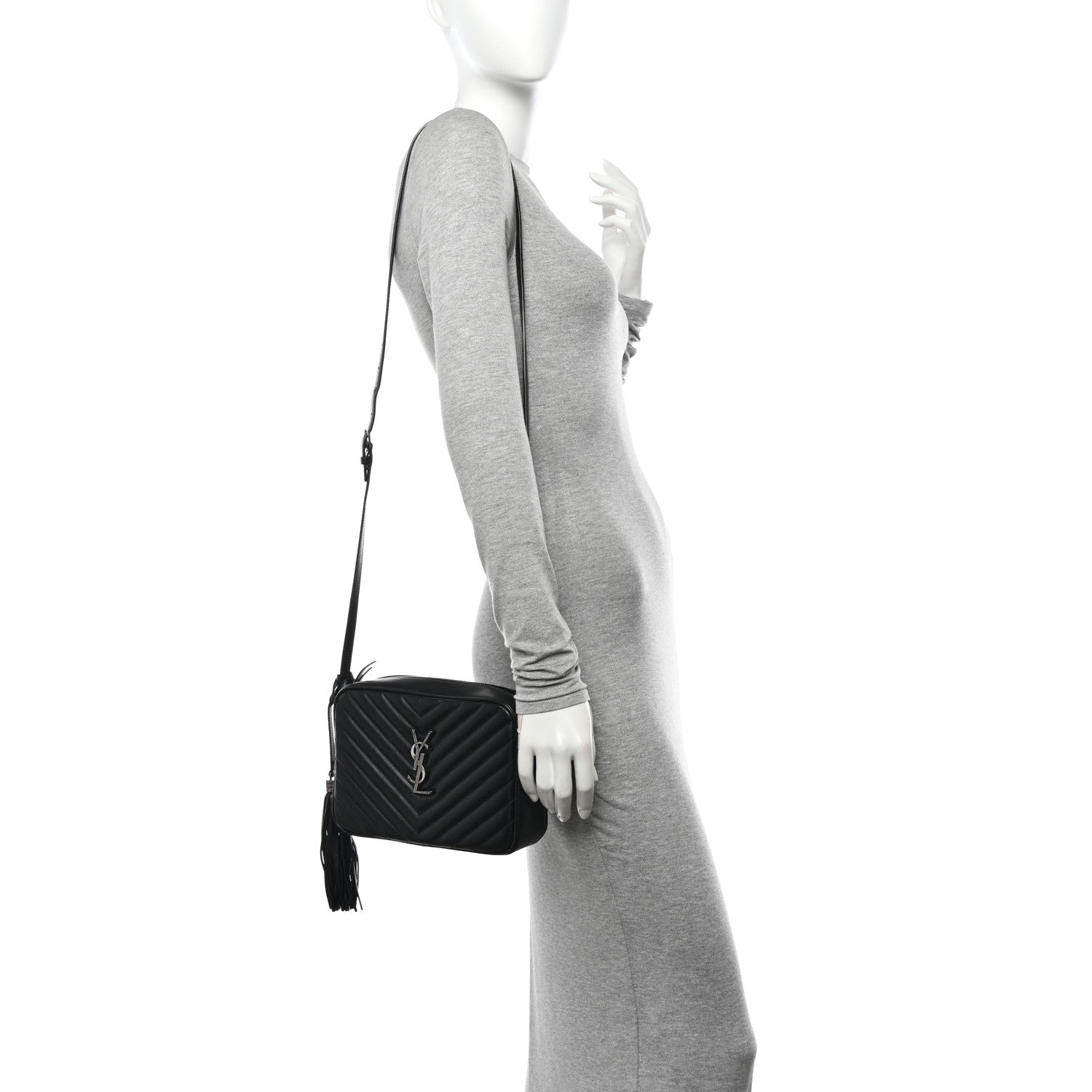 Saint Laurent Calfskin Matelasse Monogram Lou Camera Bag Black 2 of 11
