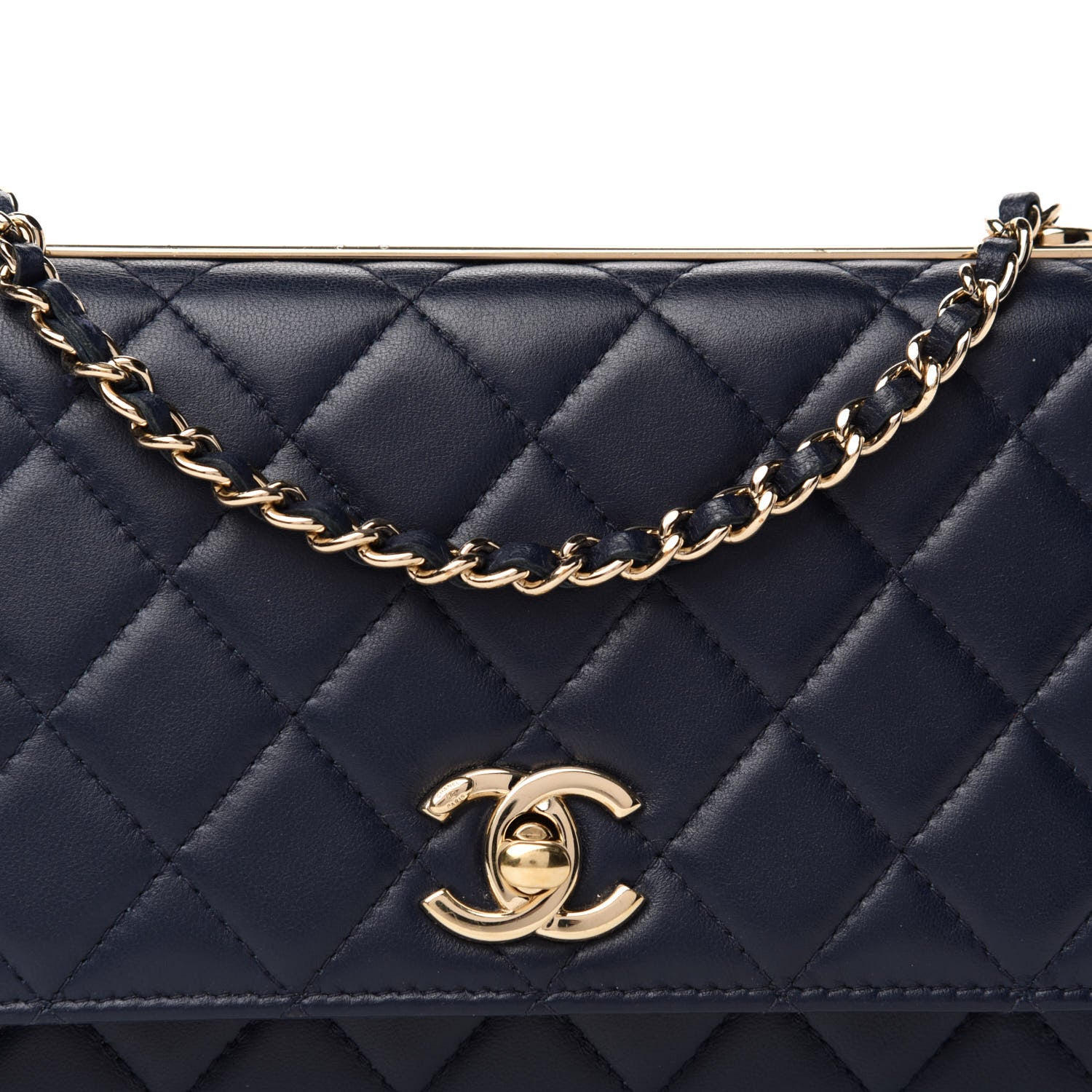 Chanel Lambskin Quilted Trendy CC Wallet On Chain WOC Navy 11 of 11