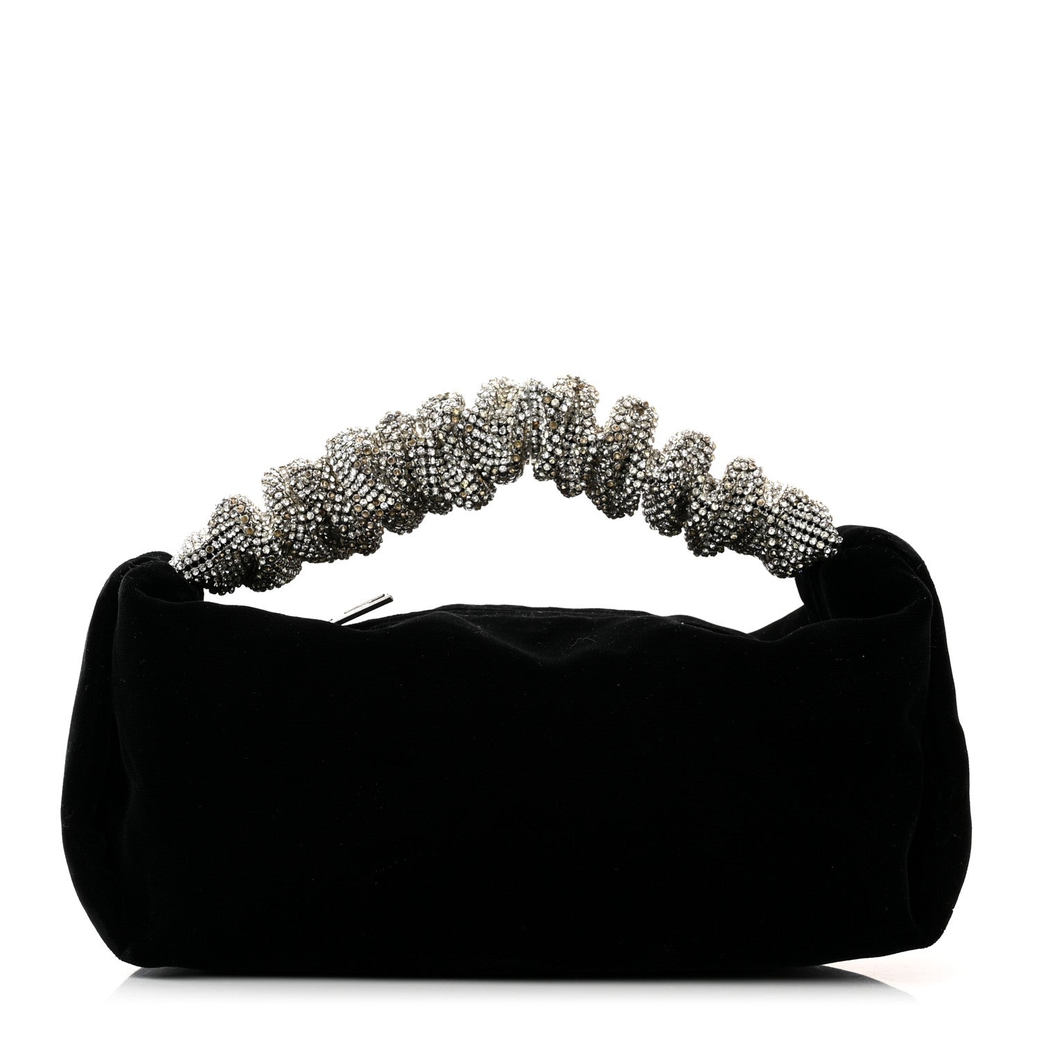 Alexander Wang Velvet Crystal Rhinestone Mini Scrunchie Bag Black Silver 1 of 7