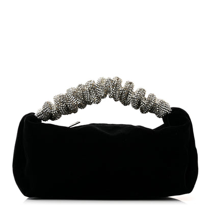 Alexander Wang Velvet Crystal Rhinestone Mini Scrunchie Bag Black Silver 1 of 7