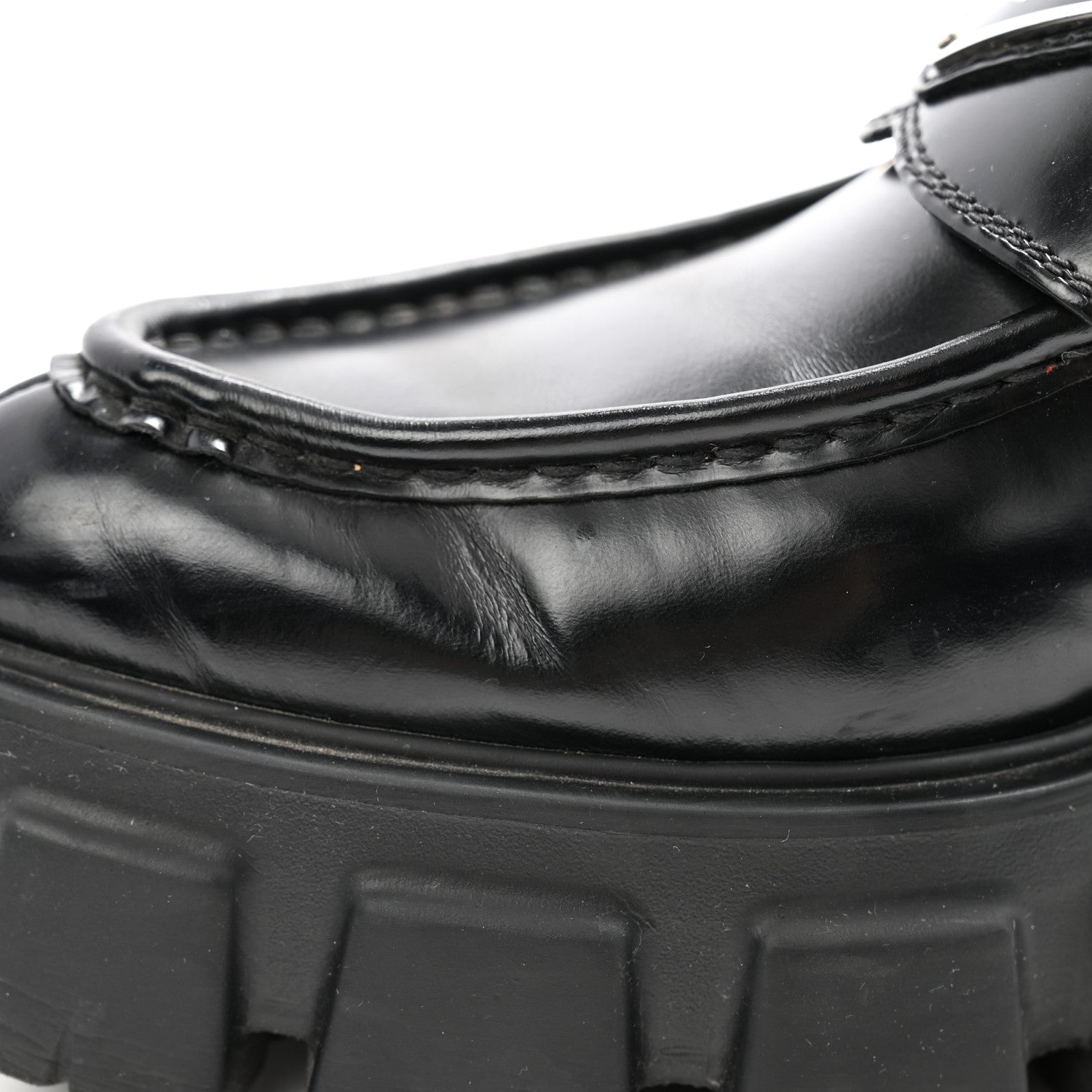 Prada Spazzolato Triangle Logo Monolith Pointy 55mm Loafers 40 Black 10 of 12