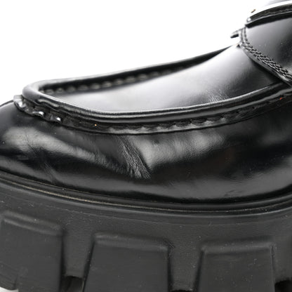 Prada Spazzolato Triangle Logo Monolith Pointy 55mm Loafers 40 Black 10 of 12