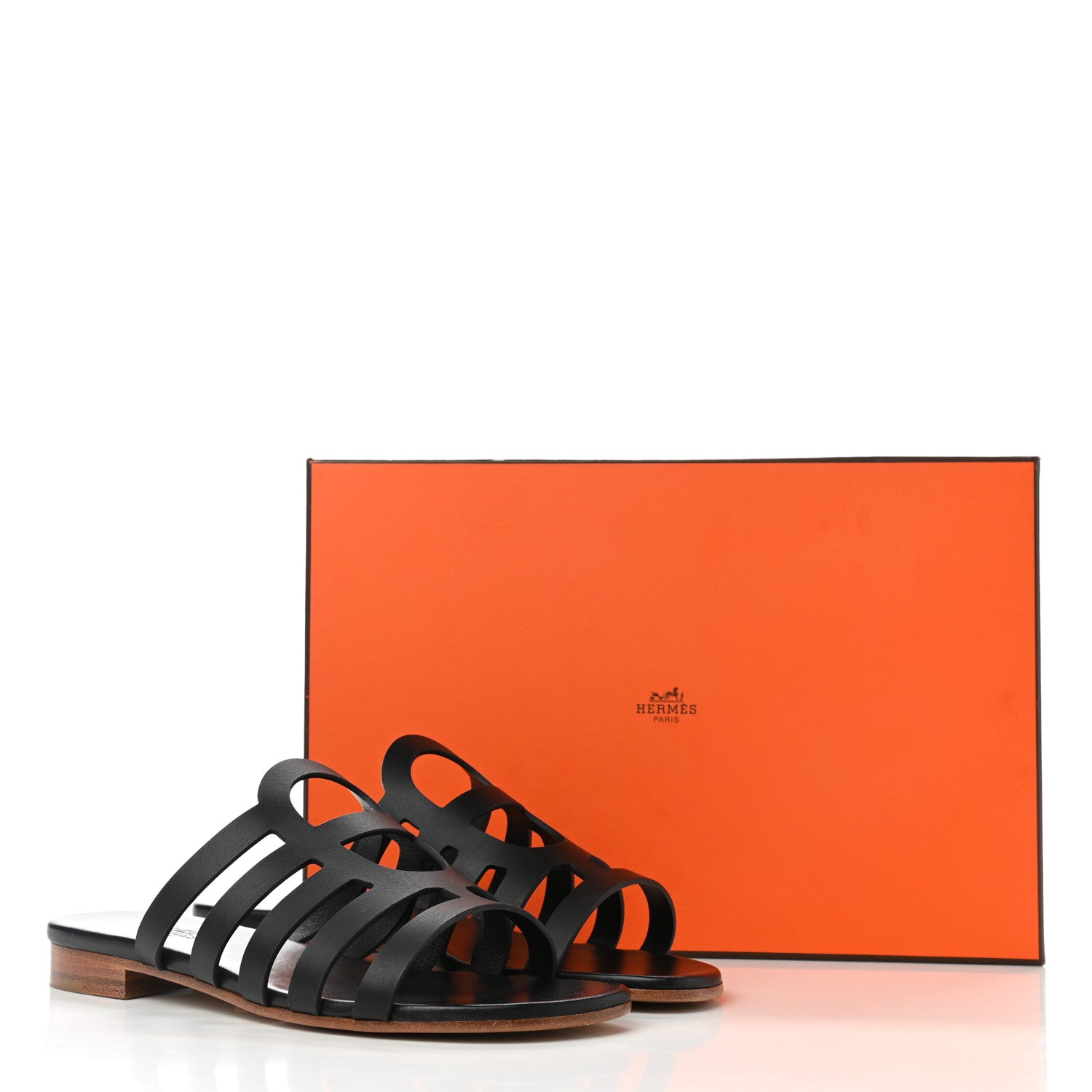 Hermes Calfskin Camelia Sandals 37.5 Black 9 of 9