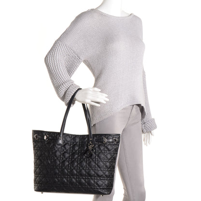 Christian Dior Coated Canvas Cannage Medium Panarea Tote Black 2 of 7