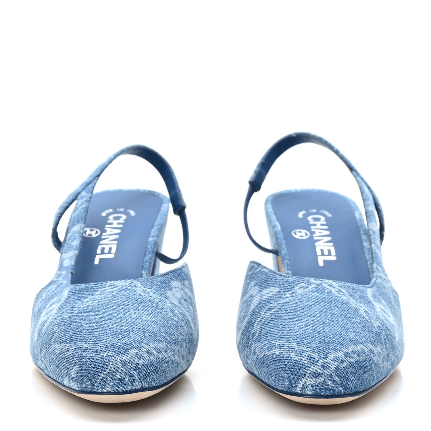 Chanel Denim Cap Toe Denim Slingback Pumps 39 Blue 1306868
