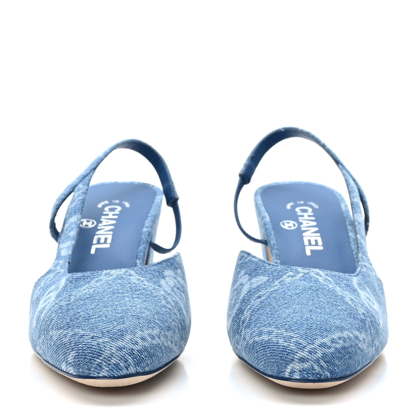 Denim Cap Toe Denim Slingback Pumps 39 Blue