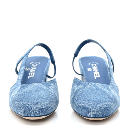 Chanel Denim Cap Toe Denim Slingback Pumps 39 Blue 2 of 8