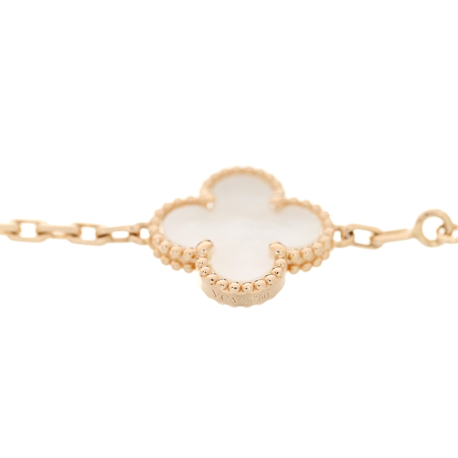 Van Cleef & Arpels 18K Yellow Gold Mother of Pearl 5 Motifs Vintage Alhambra Bracelet 4 of 5