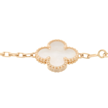 Van Cleef & Arpels 18K Yellow Gold Mother of Pearl 5 Motifs Vintage Alhambra Bracelet 4 of 5