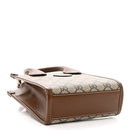 Gucci GG Supreme Monogram Azalea Calfskin Mini Retro Interlocking G Tote Bag Beige Ebony Brown Sugar 4 of 9