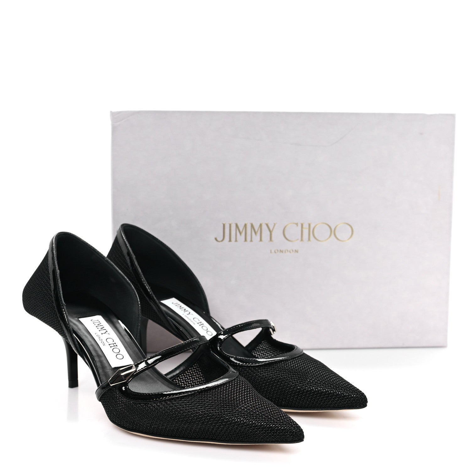 Jimmy Choo Mesh Patent Carolyn 60 Pumps 36.5 Black 9 of 9