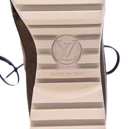 Louis Vuitton Suede Calfskin Monogram Laureate Platform Desert Boots 35.5 Beige 9 of 12