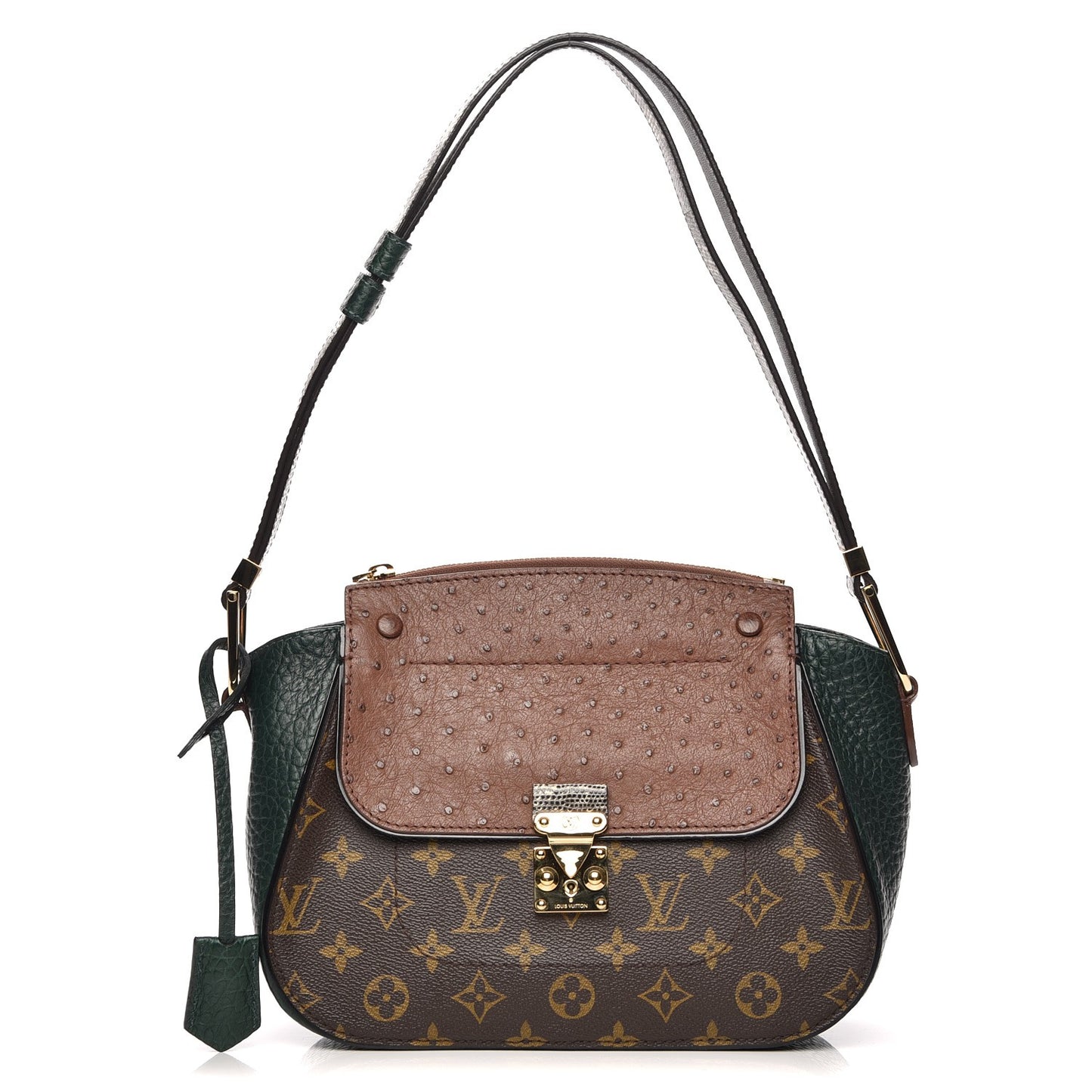 Ostrich Lizard Majestueux Shoulder Bag Vert